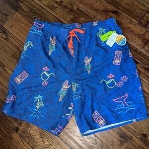 True Nation Blue Hawaiian Swim Trunks